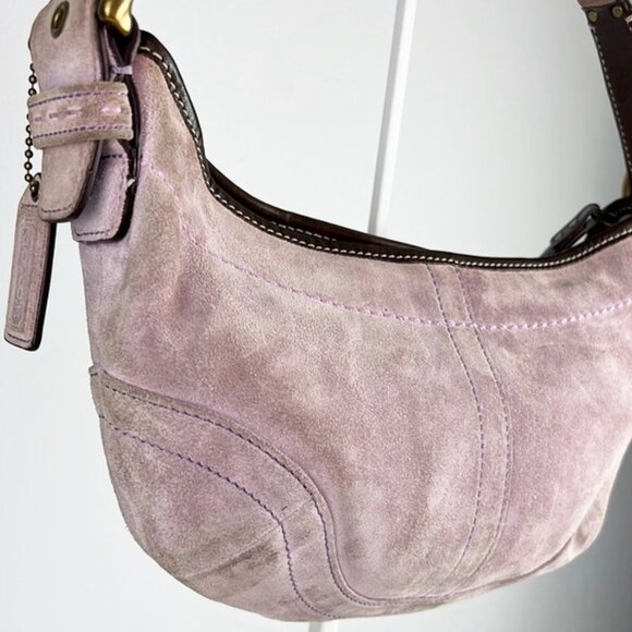 Coach Y2K Suede Pastel Lavender Pink Mini Small Hobo Shoulder Bag 9658 - Picture 8 of 16